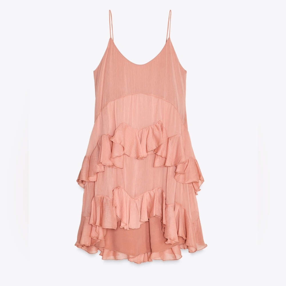 Zara Blush Pink Ruffled Dress